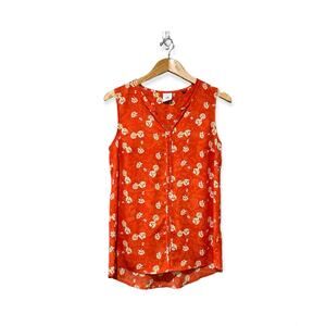 Cabi Sleeveless Top Size S Vital Orange Floral